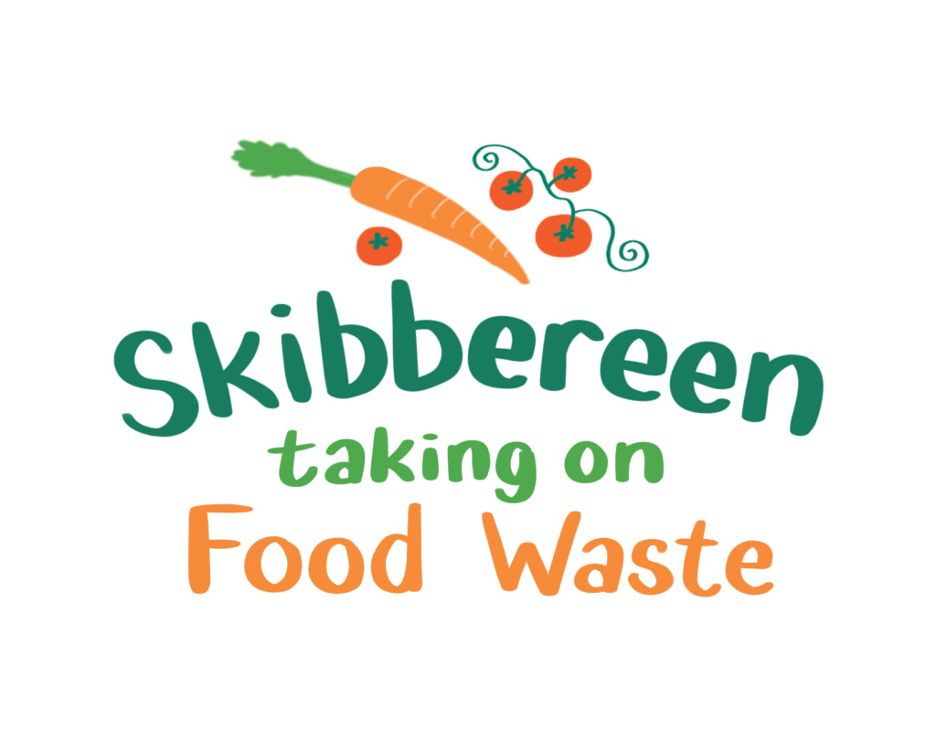 Skibbereen taking on Food Waste text plus image of carrot and tomatoes